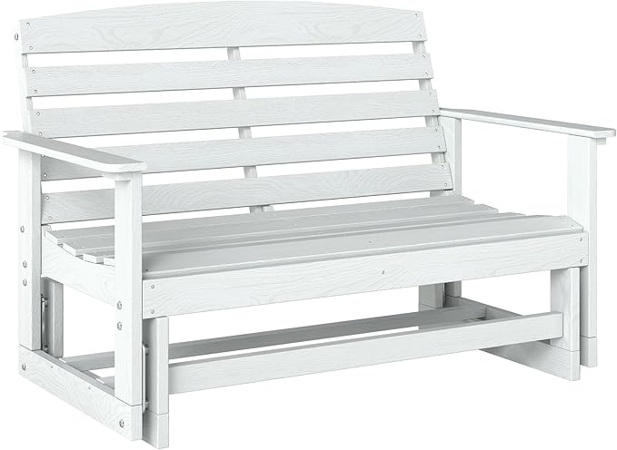 Outsunny 2-Person Outdoor Glider Bench Patio Double Swing Rocking Chair Loveseat w/Slatted HDPE Frame for Backyard - Photo 1