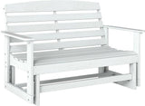 Outsunny 2-Person Outdoor Glider Bench Patio Double Swing Rocking Chair Loveseat w/Slatted HDPE Frame for Backyard - Photo 1