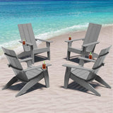 MXIMU Modern Adirondack Chairs Set of 4 Weather Resistant with Cup Holder Oversize Plastic Fire Pit Chairs Plastic - Photo 1