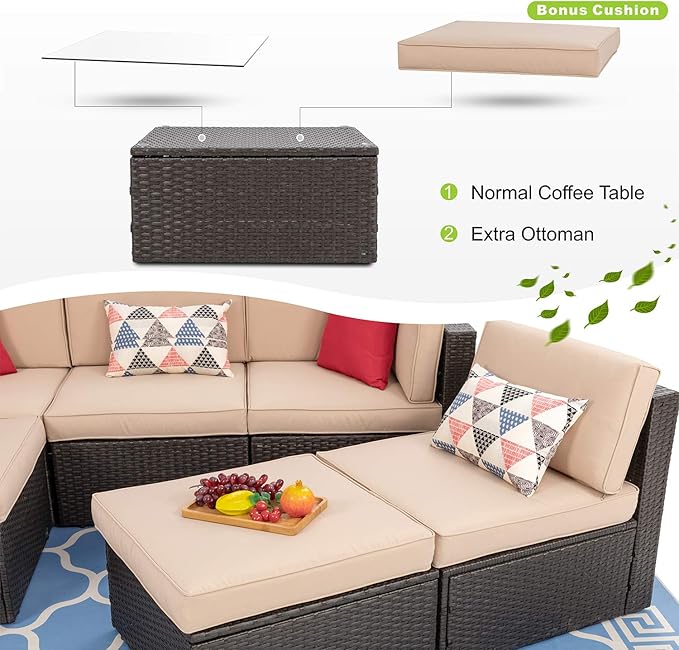 Vongrasig 6 Piece Patio Furniture Set, Small Outdoor Sectional Sofa Couch - Photo 4
