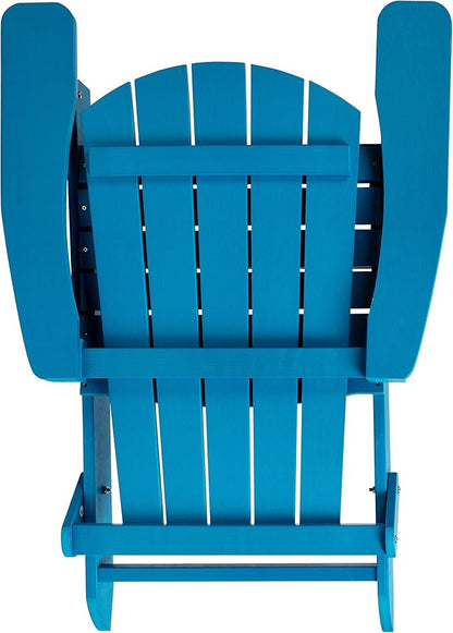 Flash Furniture Charlestown Folding Adirondack Chair - Blue - Poly Resin - Indoor/Outdoor - Weather Resistant - Set of 2
