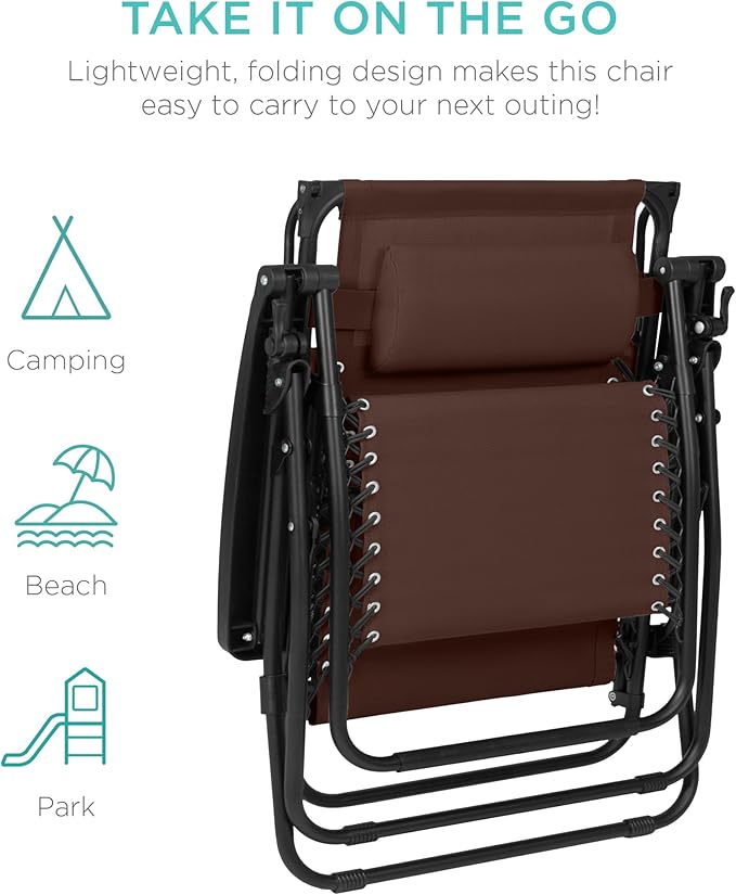 Best Choice Products 30” Wide Folding Zero Gravity Outdoor Recliner Patio Lounge Chair w/Adjustable Canopy Shade - Photo 9