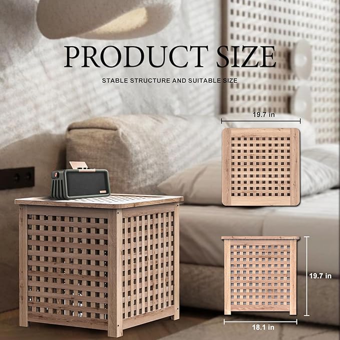 Wooden Grid Side Table for Indoor/Outdoor, Small Coffee Table for Boho Corner/Patio/Living Room - Photo 8