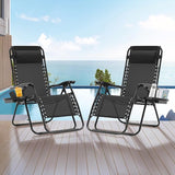 Zero Gravity Chair Set of 2, Folding Reclining Zero Gravity Recliner Lounge Chair 330lbs with Pillow and Cup Holder - Photo 1