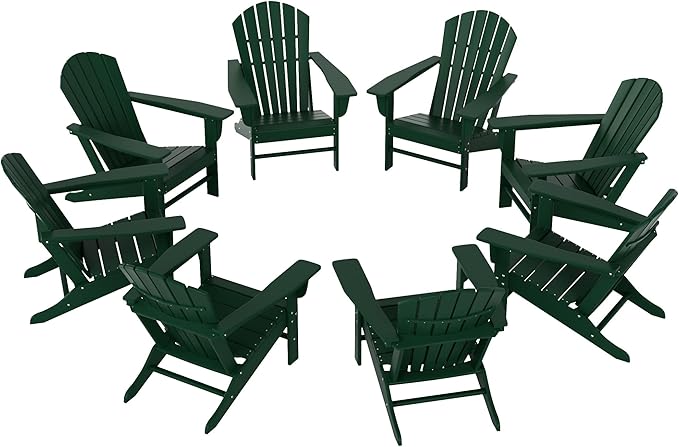 WestinTrends Dylan Outdoor Adirondack Chair (Set of 8), Dark Green