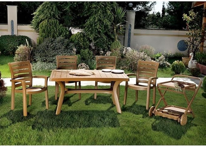 Compamia Marina Patio Dining Arm Chair in Teak Brown (Set of 2)