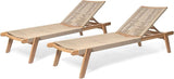 Christopher Knight Home Set of 2 Outdoor Patio Wood Adjustable Chaise Lounges with Rope Seating - Photo 5
