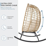 SWITTE Double Wicker Egg Rocking Chair Outdoor, Indoor Egg Swing Loveseat with Thick Cushions - Photo 7
