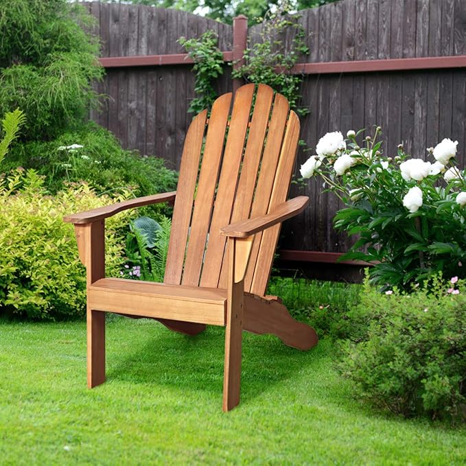 Giantex Adirondack Chair Acacia Wood Outdoor Chairs with 350 lbs Weight Capacity, Weather Resistant Lounge Armchair for Yard, Patio, Garden, Poolside, Balcony, Deck Fire Pit Chairs, Natural