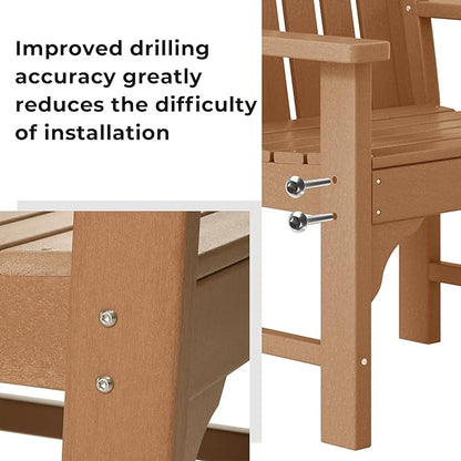 Costaelm Outdoor Dining Arm Chair, Patio HDPE Garden Dining Table Chair, Poly Lumber Waterproof Restaurant Bistro Farmhouse Chairs for Outside Porch Backyard, Teak