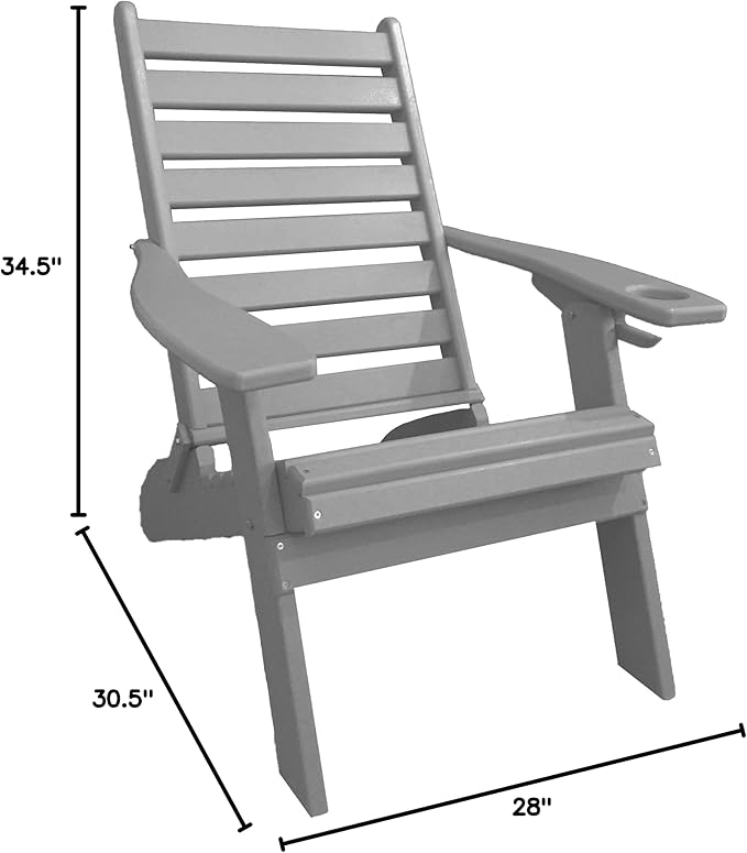 Furniture Barn USA Farmhouse Collection Poly Ladderback Folding Adirondack Chair, Light Gray