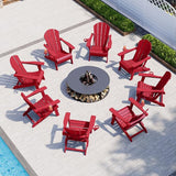 Folding Adirondack Chair with Cup Holders Set of 2, HDPE Plastic Outdoor Chairs, Weather Resistant - Photo 6