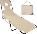 Face Down Tanning Chaise Lounge Chair - Face & Arm Holes - 2 Legs Support - Polyester Material – Backrest Positions - Photo 1