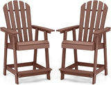 Tangkula Outdoor Bar Stool, HDPE Tall Adirondack Chair with Armrest & Footrest - Photo 1