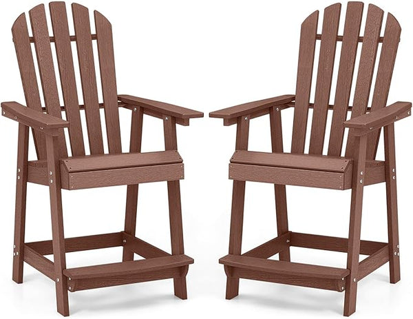 Tangkula Outdoor Bar Stool, HDPE Tall Adirondack Chair with Armrest & Footrest - Photo 1
