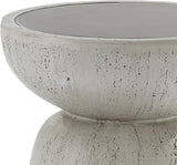 LuxenHome Rustic Outdoor Side Table, 20 Inch Concrete End Tables for Patio, Off White and Gray Weathered Round Table - Photo 6