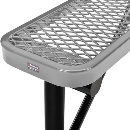 Global Industrial 4'L Heavy Duty Expanded Metal Mesh Flat Bench with Steel Frame, Portable Outdoor Bench, 1000 lbs Capacity, Gray, 48" L x 14-1/2"W x 18" H