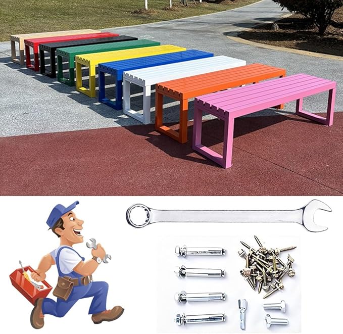 Porch Bench for Outdoor Metal Garden Benches 39in 47in 59in Patio Bench Seating 2-4 Seat for Indoor/Outdoor Entryway Parkbench Black/White(Yellow,47x16x18in)