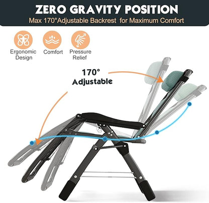 MOPHOTO Zero Gravity Chair, Outdoor Padded Lounge Chair with Side Table, Zero Gravity Recliner Chair, Outdoor Reclining Chair, Sturdy & Comfortable, Supports up to 440lbs
