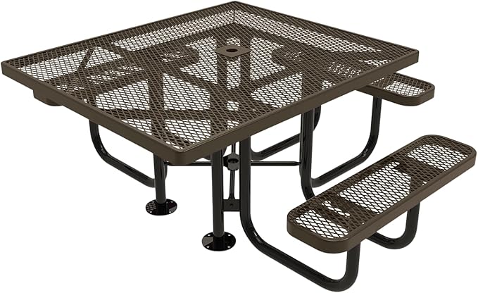 COATEDOUTDOORFURNITURE Heavy-Duty Portable ADA-Compliant Outdoor Picnic Table with Umbrella Hole - Photo 1