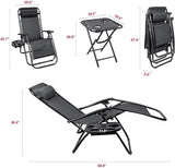 Homall 3 Pcs Zero Gravity Chair Patio Folding Recliner Outdoor Chaise Lounge Chairs Portable Reclining Chair Set with - Photo 7