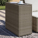 Grey and Black Garden Side Table with Tempered Glass Top, Adjustable Feet for Patio Balcony Terrace - Photo 1