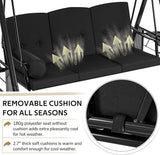 AECOJOY Outdoor Porch Swing with Cover, 3-Seat Patio Swings with Adjustable Canopy - Photo 2