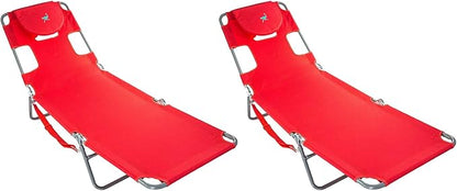 Ostrich Chaise Lounge Folding Portable Sunbathing Poolside Beach Chair (2 Pack)