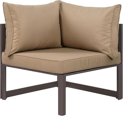 Modway Fortuna Aluminum Outdoor Patio Corner Chair in Brown Mocha