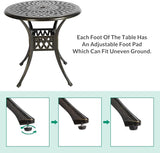 VIVIJASON 31" Patio Bistro Table Outdoor Dining Round Table Bronze Cast Aluminum Table with Umbrella Hole - Photo 7