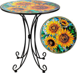 Sunflower Side Table Outdoor, 18 Inch Metal Accent Table, Indoor Small Round End Tables - Photo 1