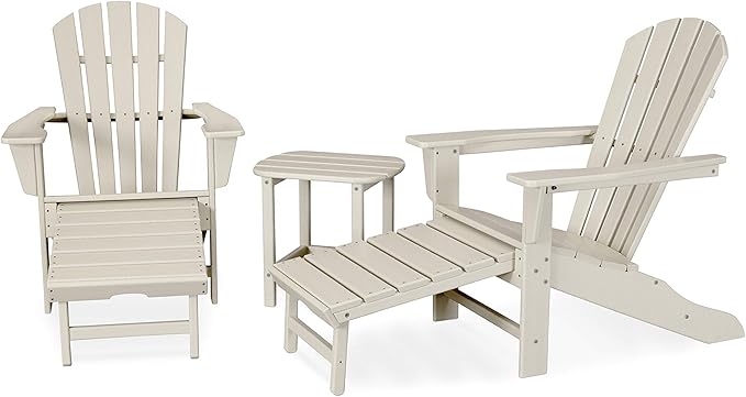 POLYWOOD Palm Coast Ultimate Adirondack Chair 3-Piece Set with Hideaway Ottoman