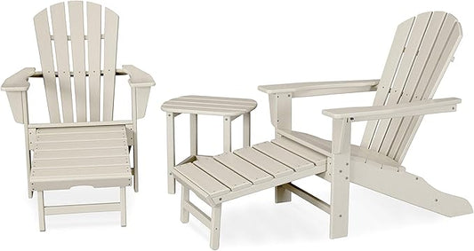 POLYWOOD Palm Coast Ultimate Adirondack Chair 3-Piece Set with Hideaway Ottoman