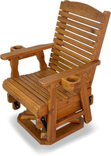 Wooden Swivel Glider Chair, 360° Outdoor Patio Rocker with Ergonomic Design, Smooth Gliding Motion, Solid Fir Wood - Photo 1