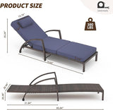 Garvee Chaise Lounge Outdoor Set of 2, PE Rattan Wicker Pool Lounge Chairs with 5-Level Adjustable Backrest - Photo 2