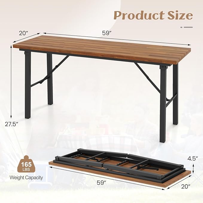 Tangkula Outdoor Dining Table With Benches for 4-6 Persons - Photo 6