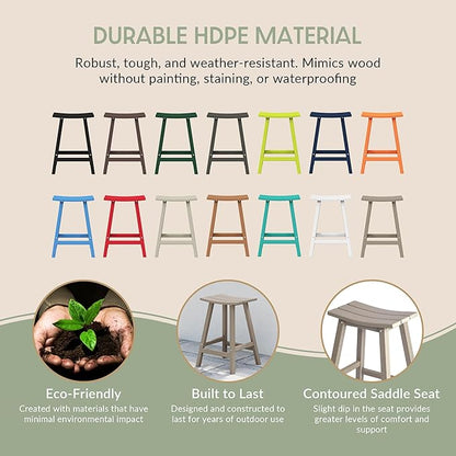 WestinTrends Malibu 24 Inch Outdoor Bar Stools, All Weather Resistant Poly Lumber Adirondack Counter Height Stools, Weathered Wood