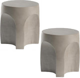 SUNBURY Outdoor Side Tables for Patio Set of 2, Concrete Accent End Table, Indoor Small Round Patio End Table - Photo 1