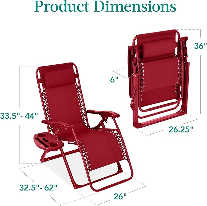 Best Choice Products Adjustable Zero Gravity Chair, Monochromatic Color Folding Patio Recliner w/Side Tray - Photo 3