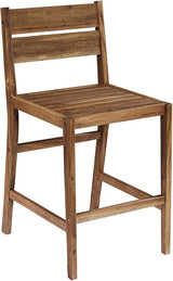 Teal Island Designs Nova Natural Acacia Wood Outdoor Bar Stools Set of 2 Brown 24" High Farmhouse Rustic Plank Seat - Photo 7