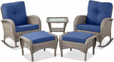 Belord 5 Piece Patio Rocking Chairs Furniture Set - Outdoor Wicker Furniture with Ottomans and Side Table - Photo 2