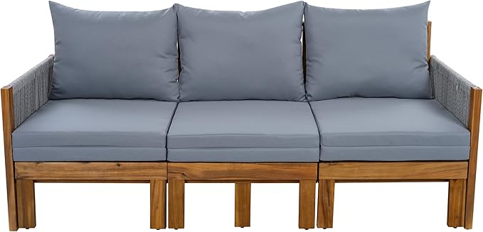 LUMISOL Outdoor Patio Day Bed Sofa, 3 Seat Convertible Sleeper Sofa for Poolside Backyard, Patio Furniture Lounge Couch with Cushion, Beige