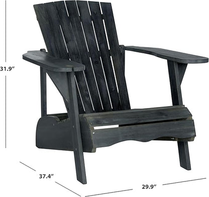 SAFAVIEH PAT6727K Outdoor Collection Vista Wine Glass Holder Adirondack Side Chair, Dark Slate Grey
