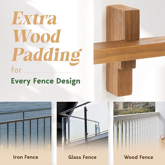Idzo FSC Acacia Wood Folding Balcony Bar Table for Railings, Adjustable Height & Width - Photo 5