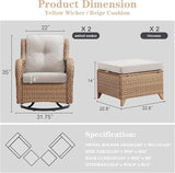 Belord Outdoor Swivel Chairs Set of 2, Patio Wicker Rocker Chairs with Ottomans - Photo 2
