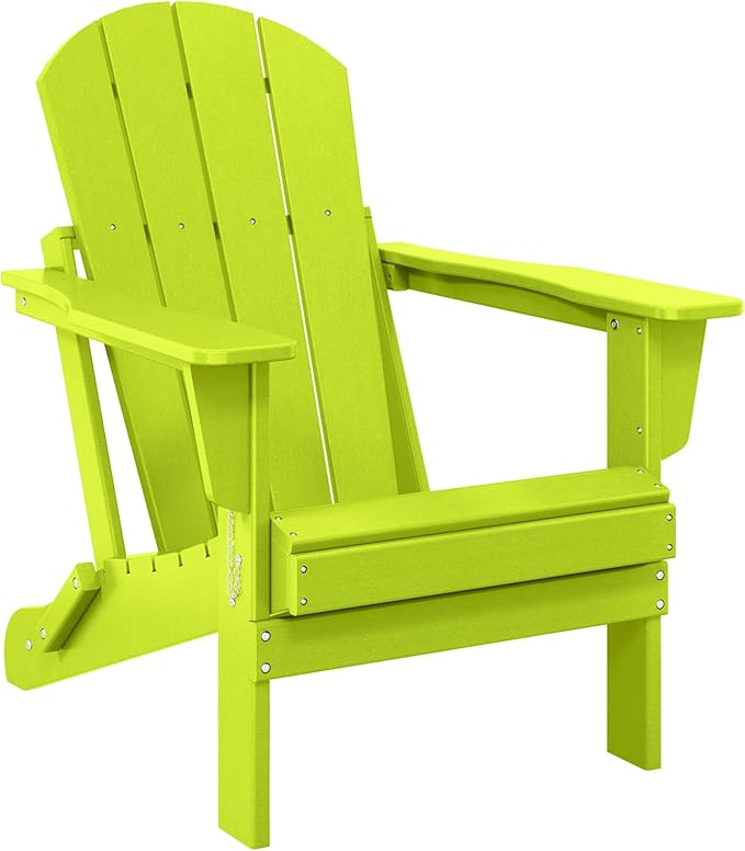 WO WESTIN OUTDOOR HDPE Laguna Outdoor Folding Poly Adirondack Chair, Lime