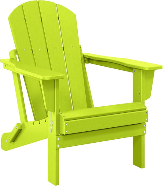 WO WESTIN OUTDOOR HDPE Laguna Outdoor Folding Poly Adirondack Chair, Lime