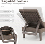 HAPPYGRILL Outdoor Chaise Lounge Chair Rattan Recliner Lounger with Removable Cushion & 3-Level Adjustable Backrest - Photo 5