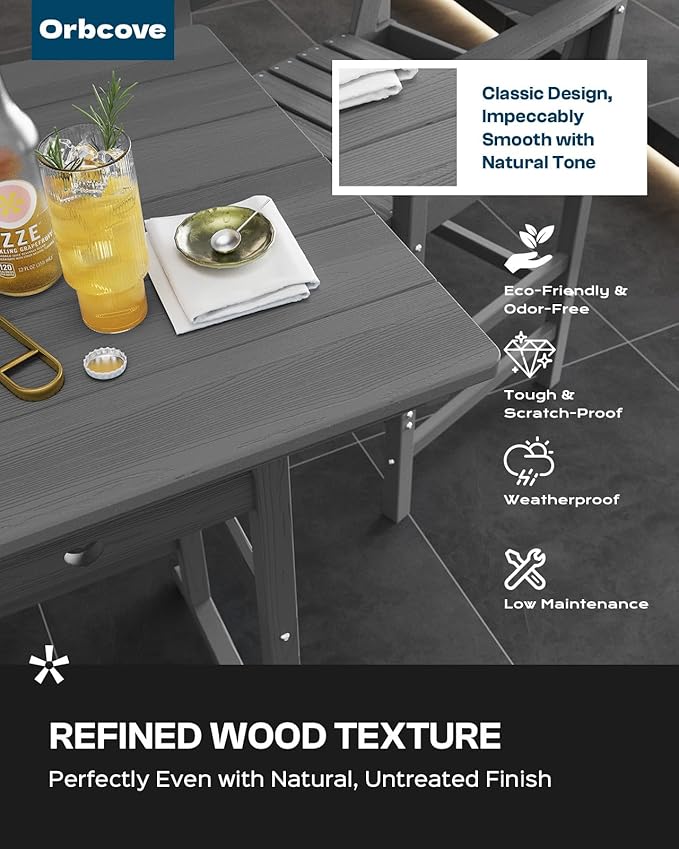 Adirondack Outdoor Bar Table, Durable HDPE Composite, Weather Resistant, Easy to Clean - Photo 5