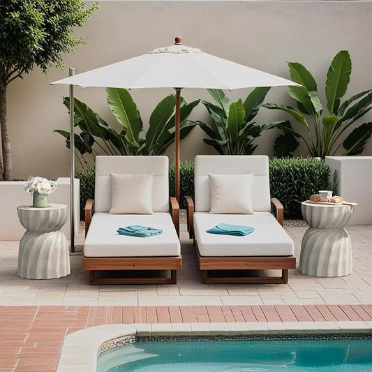 SUNBURY Outdoor Side Table Set of 2, 19" H Outdoor Accent End Table, Patio Side Tables, Outdoor Coffee Tables, Garden Stool and Plant Stand for Patio, Garden, Living Room, Backyard, Grey